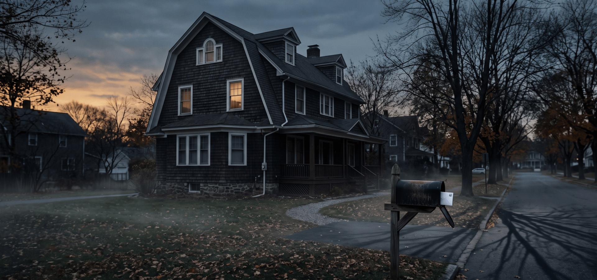 The Watcher house at night — true story of the mysterious New Jersey letters